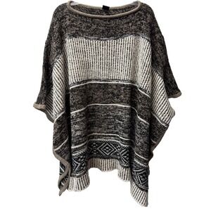 Gap Sweater Poncho Multi-Color Wool Blend Arm Holes Heavy Weight One Size